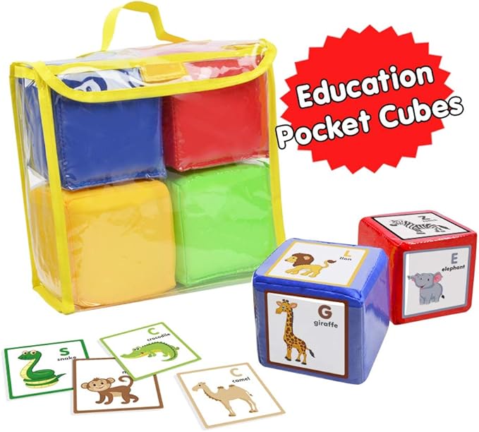 Godery DIY Education Playing Game Dice, Pocket Cubes for Teaching (Set of 4)
