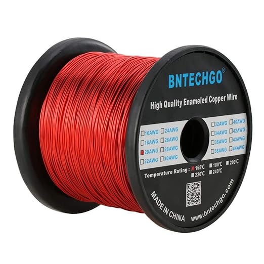 BNTECHGO 20 AWG Magnet Wire - Enameled Copper Wire - Enameled Magnet Winding Wire - 3.0 lb - 0.0315" Diameter 1 Spool Coil Red Temperature Rating 155℃ Widely Used for Transformers Inductors