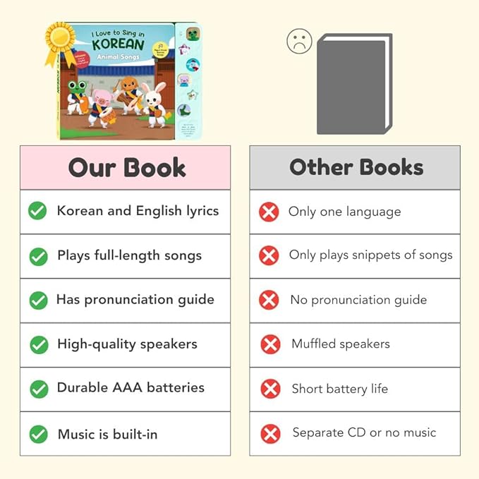 I Love to Sing in Korean: Animal Songs, Press and Play Interactive Song Book, Korean Books for Toddlers, Korean Baby Books (Animal Songs)