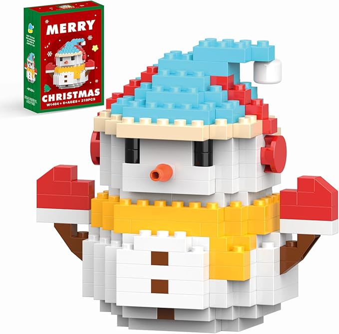Christmas Blue Snowman Building Blocks Set Compatible with Lego Advent Calendar 2025 Stacking New Toys Holiday Present Box New Year Xmas Gifts for Kids for Boys & Girls and Adults