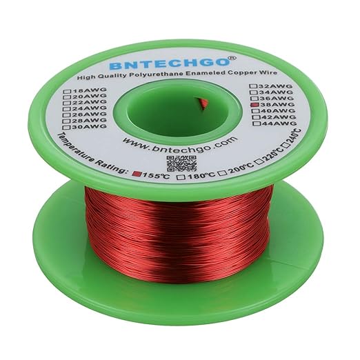 BNTECHGO 38 AWG Magnet Wire - Enameled Copper Wire - Enameled Magnet Winding Wire - 4 oz - 0.0039" Diameter 1 Spool Coil Red Temperature Rating 155℃ Widely Used for Transformers Inductors