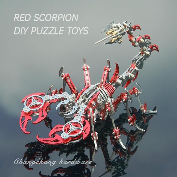 Scorpion 3D Metal Model Kits to Build DIY Colorful 3D Puzzle Ornaments for Adults,Teens Birthday Christmas (red Metal)