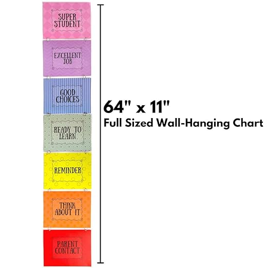 Behavior Chart for Kids, Full Sized Wall Hanging Behavior Clip Chart, Classroom and Household Behavior Management Tool, Completely Customizable, Teaching Supplies Suitable for School, Home or Daycare