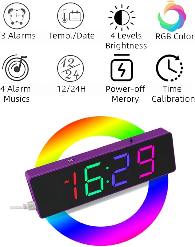 DIY Soldering Practice Kit, Digital Alarm Clock Soldering Kit, 4-Digit Display, RGB Color Modes, Electronic Soldering Project