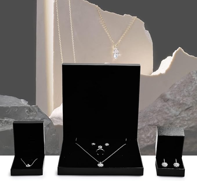 Oirlv Black Velvet Earring Gift Box- Wedding Anniversary or Engagement Earrings Jewelry Presentation Case