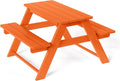 Costaelm Kids Picnic Table, HDPE All Weather Outdoor Toddler Picnic Table and Chair Set Kids Bench for Patio, Backyard, Garden, Lawn, Orange