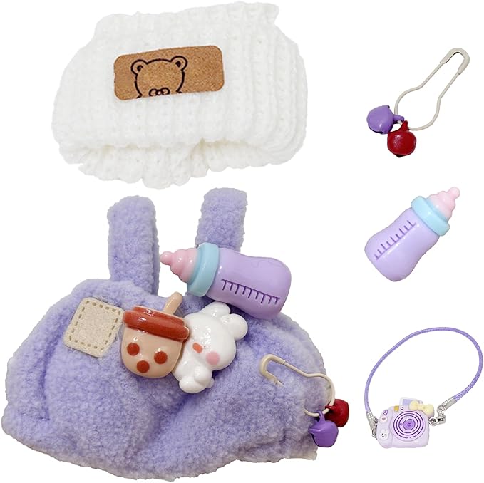 Clothes for 17cm Doll, Cute Outfit Set for 17cm Dolls, Adorable Dress-Up Accessories for (Pink Bottle)