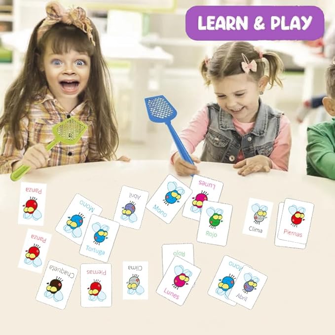 Spanish Sight Words – Interactive Learning Game with 4 Colorful Fly Swatters – Ideal for Homeschool & Classroom Activities
