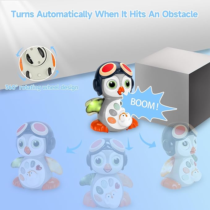 Crawling Musical Penguin Baby Toys with Music, Infant Tummy Time Toys for Babies 0 3 6 9 12-18 36 Months Newborn Devolopment Toddler Boy Girl Age 1 2 3 Year Old Christmas 1st Birthday Gifts