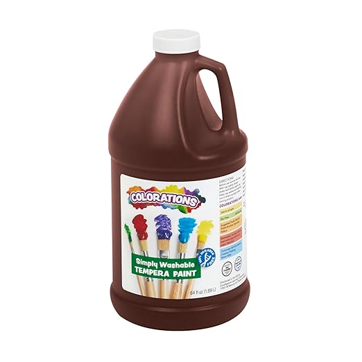 Colorations Paraben-Free Simply Washable Tempera Paint for Kids - 1/2 Gallon Value Size, Vibrant Brown. Non-Toxic and Made in The USA
