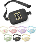 YOOLIFE Customized Gifts for Women - Personalized Birthday Gift for Mom, Mom Gifts From Daughter, Mother In Law Gifts, Mama Gift Idea, Black Initial Crossbody Bag Belt Bag H