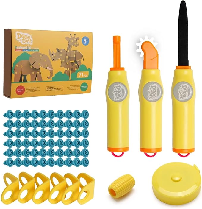 Cardboard Craft Tools For Kids-childrens cartons cutting，Cardboard Construction Tool Kit for Family And Classroom DIY Creativity Projects,71PCS STEM Educational Toy Birthday Gift for Boys Girls 6+