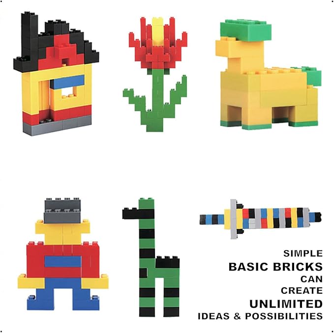 1000 Pieces Building Blocks, Bulk Classic Building Bricks Toy, Big Box of Basic Bricks, Compatible with Major Brands, Educational Construction Toys & Gifts for Kids 4+