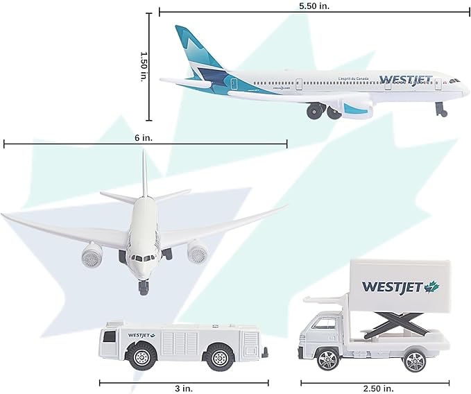 Daron WestJet Airlines Airport Playset with Die-Cast Metal Model Airplane with Plastic Parts, Cars and Transportation Toys for Kids Ages 3+