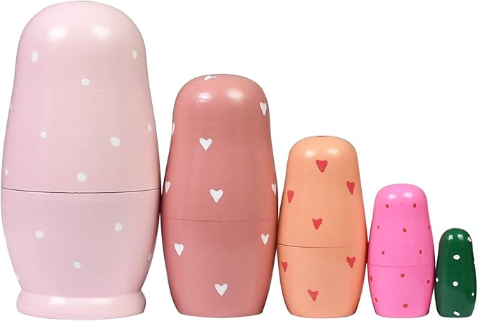 HYCLES Nesting Dolls Russian Matryoshka Wood Stacking Nested Set for Kids Handmade Toys for Children Kids Christmas Birthday Decoration Halloween Wishing Gift