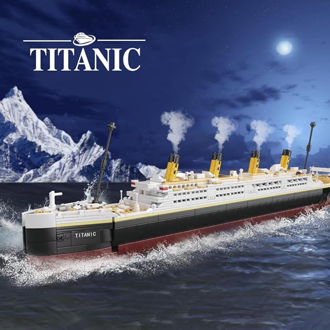 Titanic Boat Model Building Block Set, 1465 Pieces Cruise Ship Model，DIY Educational Titanic Toys for 8+