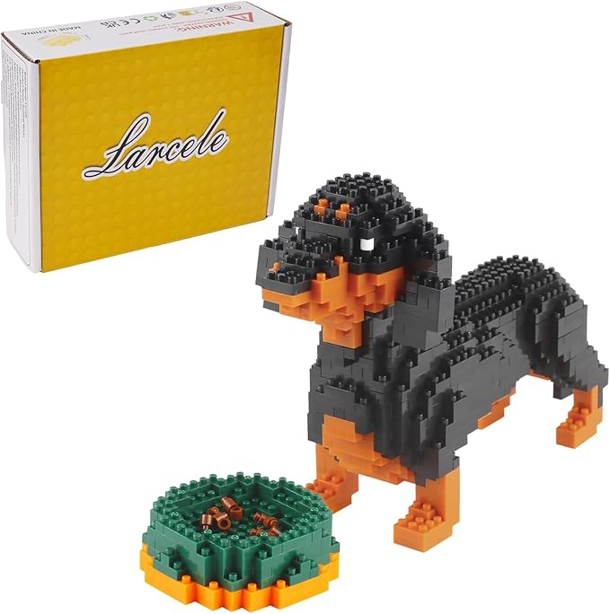 Larcele Micro Dachshund Dog Building Blocks Set Super Mini Pet Building Toy Bricks Kit, 898 Pieces KLJM-02 (Dachshund)