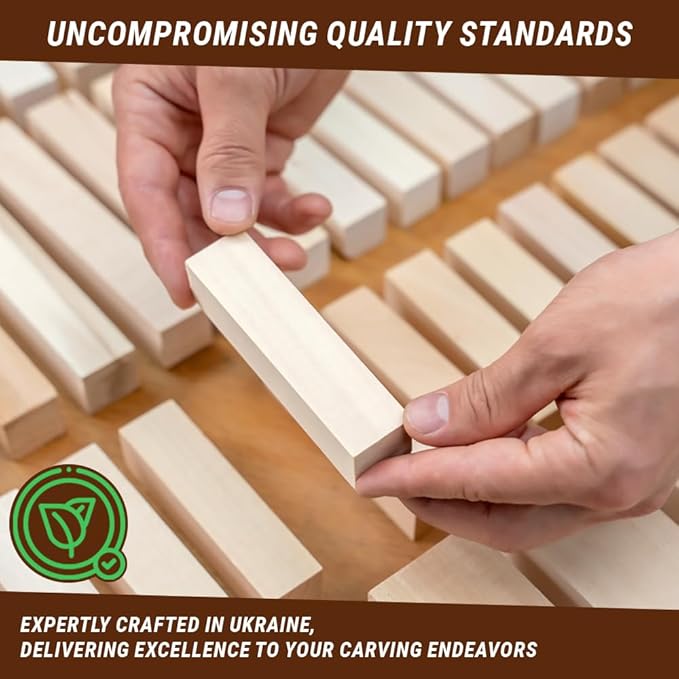 BeaverCraft Basswood Carving Blocks Whittling Wood BW19 - Unfinished Wood Blocks Set, Soft Basswood for Carving Wooden Block for Crafts & Whittling
