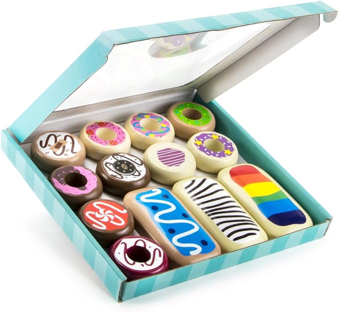 Baker's Dozen Wooden Donuts, 13 Assorted Colorful Wood Eats! Pastries by Imagination Generation