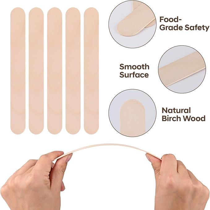 8" Jumbo Popsicle Sticks - 100 Pcs Multicolor Extra Large Natural Wood Craft Sticks,Jumbo Sticks for Tongue Depressors,Waxing,Craft Project,DIY Classroom Crafts,Woodcraft (Wood,Rainbow)