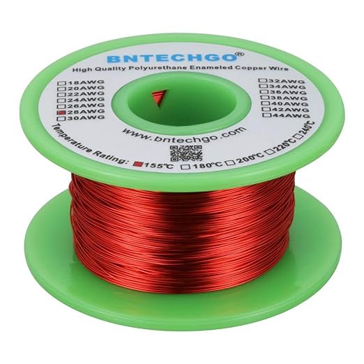 BNTECHGO 28 AWG Magnet Wire - Enameled Copper Wire - Enameled Magnet Winding Wire - 4 oz - 0.0122" Diameter 1 Spool Coil Red Temperature Rating 155℃ Widely Used for Transformers Inductors