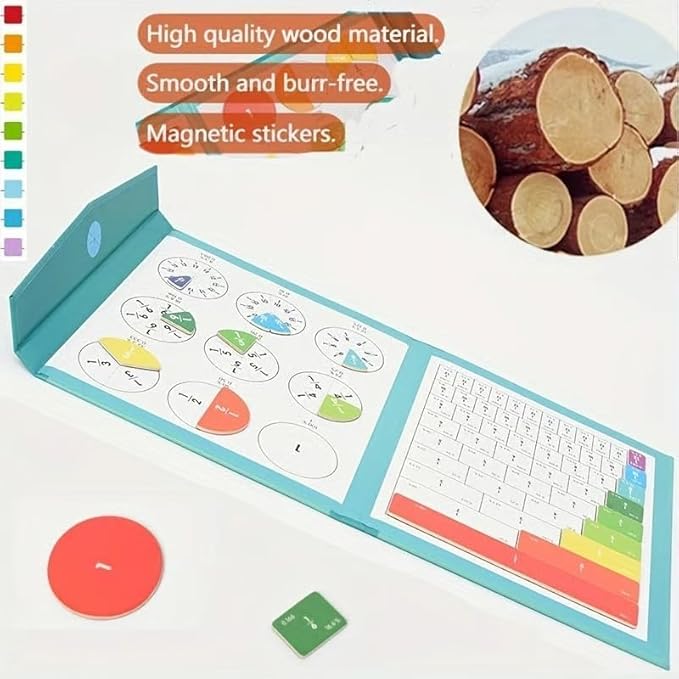 Magnetic Fraction Demonstration Book, Magnetic Fraction Book, Magnetic Fraction Tiles, Magnetic Fraction Disc Set, Math Manipulatives for Elementary School (1set)