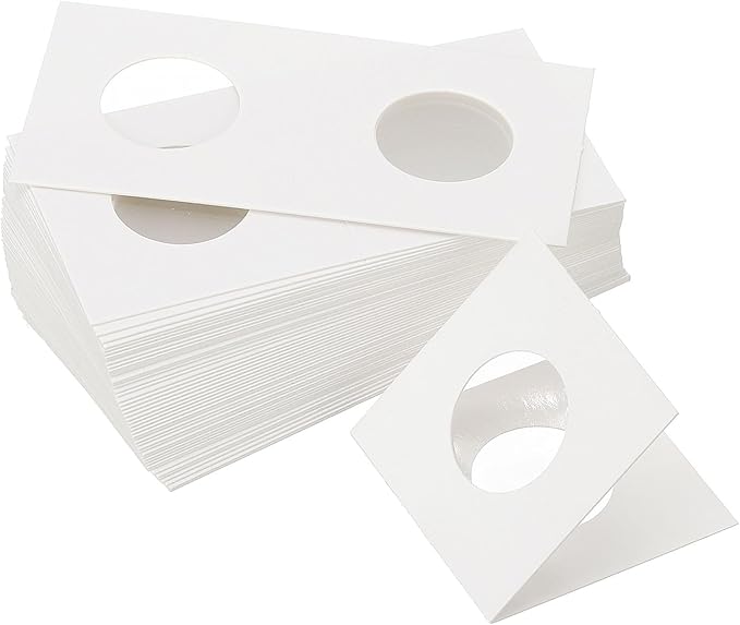 PATIKIL 2x2 Coin Flips, 350 Pack 25mm Cardboard Coin Holder Paper Coin Holders for Coin Collection Supplies Collector, White