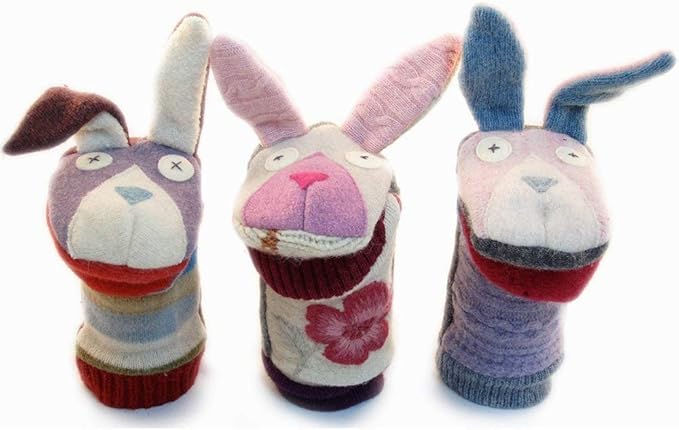 Cate & Levi - Hand Puppet - Premium Reclaimed Wool - Handmade in Canada - Machine Washable (Bunny)