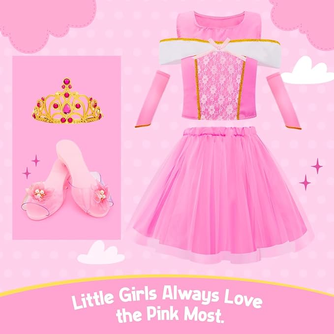 Meland Princess Dress Up for Girls - Dress Up Clothes with Shoes & Skirts, Princess Toys for Toddler Girl 3,4,5,6 Years