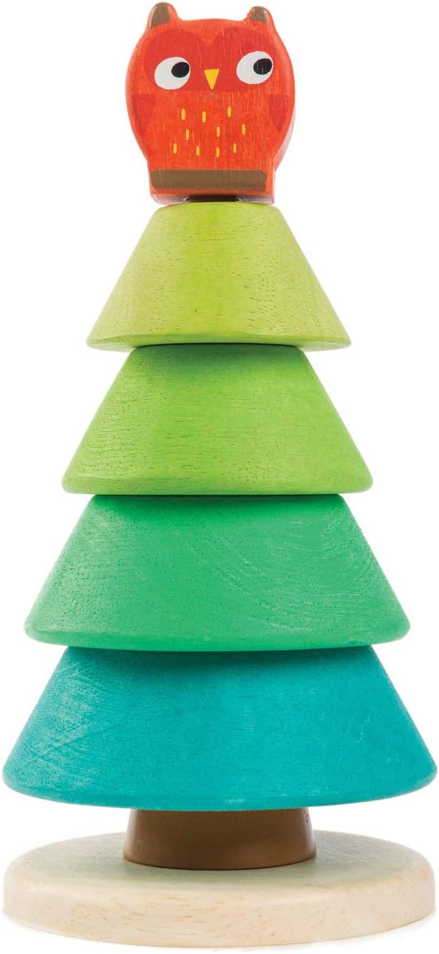 Tender Leaf Toys - Stacking Fir Tree - Wooden Tree Top Sorter and Stacker - Educational Toy for 18m+