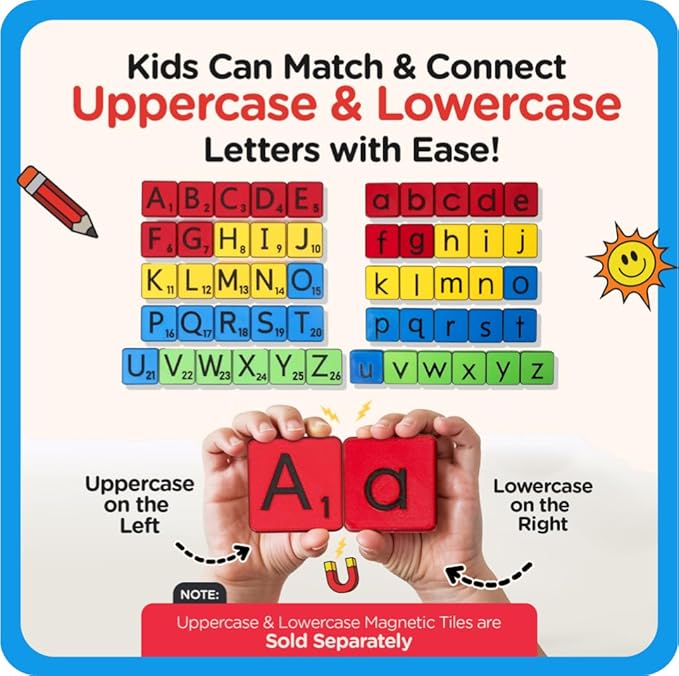 Learn Your Alphabet! Self-Correcting Magnetic Alphabets, Uppercase Letters – Help Kids Learn The Basics and More – Educational Toy Set of Magnetic Letters for Early Learning