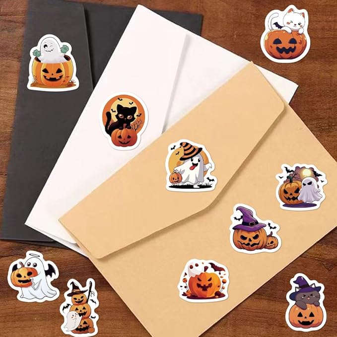 500PCS Halloween Pumpkin Theme Stickers, Vinyl Waterproof Holiday Stickers,Halloween Goodie Bag Stuffers, Teens Party Favors Gifts Party Supplies Decorations