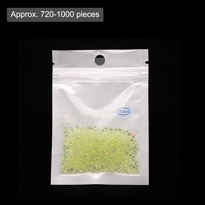 Iridescent Glass Tiny Bubble Beads, 0.4-3mm 10g No Hole Micro Mini Round Light Yellow Water Droplets Beads - Applications: for Resin Filler, Nail Art, Dollhouse Bath Tub