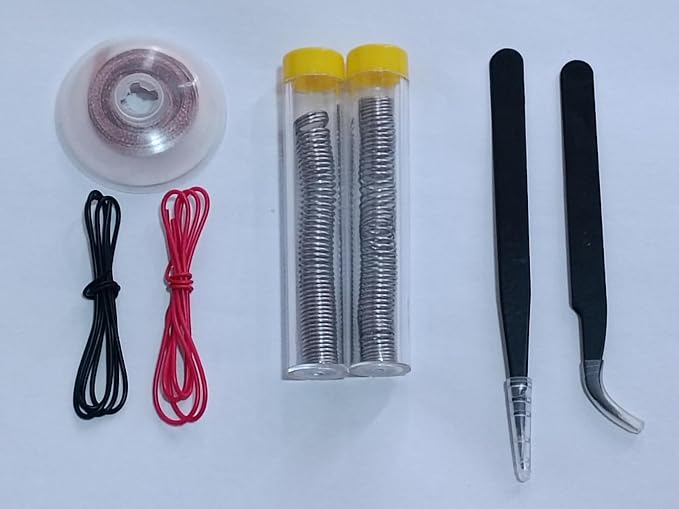 Soldering Iron Kit, LCD digital display, inner-heat, Adjustable Temperature Soldering Iron, Digital Multimeter Kit, Multi Tester, 5pcs Solding Tips (Red)