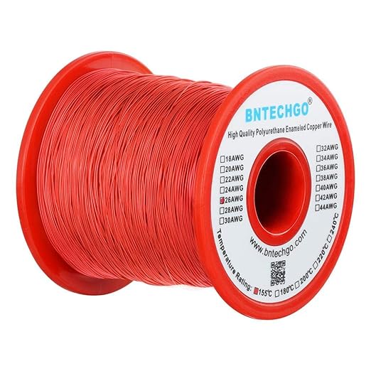 BNTECHGO 26 AWG Magnet Wire - Enameled Copper Wire - Enameled Magnet Winding Wire - 1.0 lb - 0.0157" Diameter 1 Spool Coil Red Temperature Rating 155℃ Widely Used for Transformers Inductors