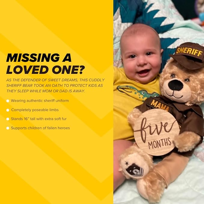ZZZ Bears Sheriff Teddy Bear, Comforting Gift for Sheriff Kids, Provides Comfort & Sense of Security During Separation