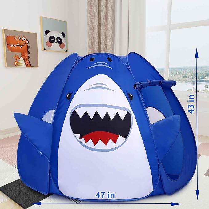 Kids Play Tent Pop up Tent Turtles Automatic Setup Play House Tent for Girls and Boys Outdoor and Indoor (Shark)