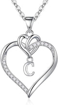STORUP Heart Initial Necklaces for Women Girls, 14K Gold Plated Cubic Zirconia Heart Initial A-Z Pendant Necklace Dainty Heart Necklaces for Women Teen Girl Jewelry Birthday Gifts