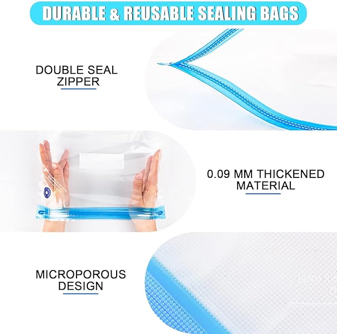 AMOLEN 3D Printer Filament 66PCS Storage Bags Vacuum Kit, Filament Bags Storage Spool Sealing 30 Bags with Two Sizes, Dust Proof Humidity Resistant for Keeping Filament Dry
