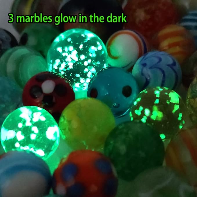71pcs Assorted Marbles for Kids Handmade Big and Small Glass Marbles Bulk Set for Marble Game Toy Cool and Colorful