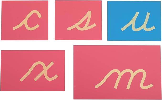 MONTESSORI OUTLET Woonden Sandpaper Letters Lower Case Cursive Toys for Early Childhood Kids Alphabet Educational Material