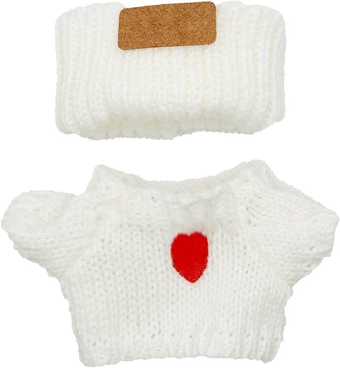 15cm/17cm Doll Clothes - Cute, 2-Piece Handcrafted Set. Features a Luxurious White Sweater and Matching Hand-Crocheted Hat.(Doll not Included)