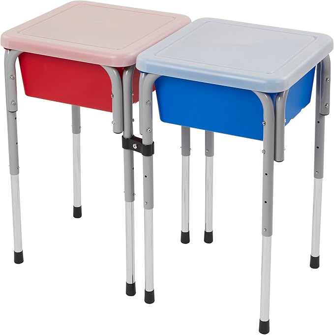 Double Sensory Table with Lids, Adjustable Table, Blue/Red