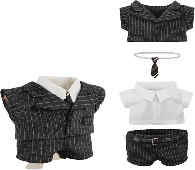 Four-Piece Suit for Doll 17cm/6.7in, Doll Clothes Set ,Soft Premium Fabric Dress Up Accessories Suit (Black Suit Set)