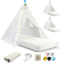 3 Pack Teepee Tent for Kids with Inflatable Airbed, Light, Toddler Tent Children Room Tents, Slumber Party Sleepover Tents, Indoor Outdoor Kids Playtent Playhouse for Girls & Boys