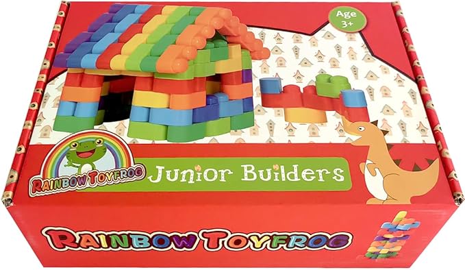 RAINBOW TOYFROG Building Blocks Toys for Toddlers–Educational Development STEM Toys–Safe Skill Building Toys for Boys&Girls – Set of 74pcs with Alphabet &Umber Stickers – Included Storage Bag