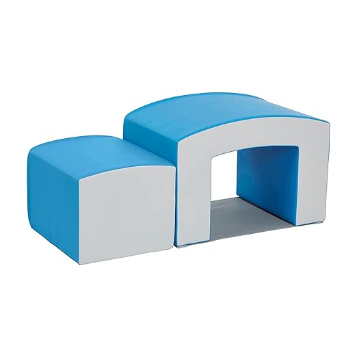 ECR4Kids SoftZone Junior Mix n' Match Tunnel and Bump, Beginner Playset, French Blue