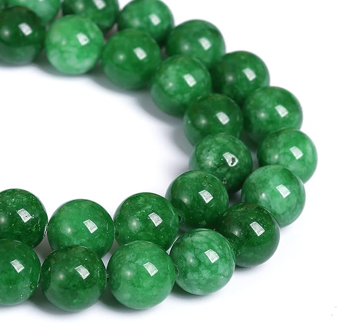 12MM 32PCS Natural Stone Green Cloudy Jade Spacer Loose Beads for Jewelry Making DIY Bracelet Necklace 1 Strand 15’’