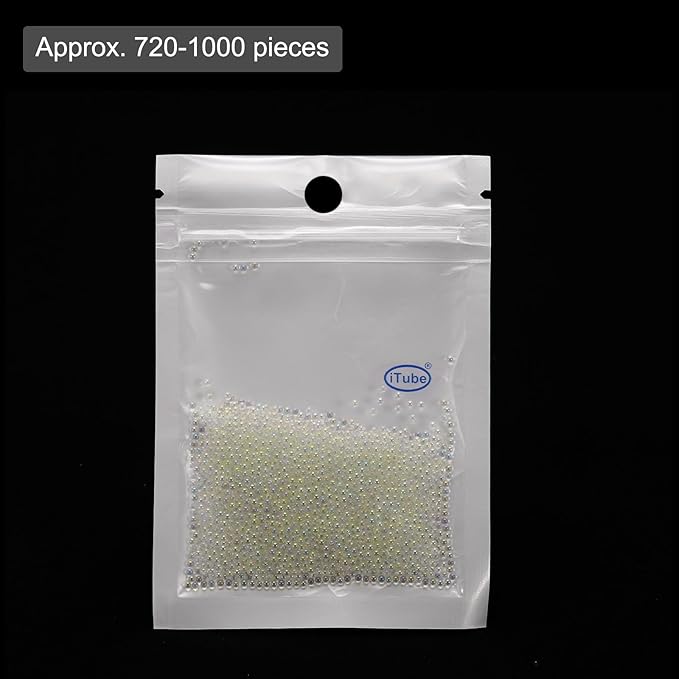 Iridescent Glass Tiny Bubble Beads, 1.0-1.5mm 10g No Hole Micro Mini Round White Transparent Water Droplets Beads - Applications: for Resin Filler, Nail Art, Dollhouse Bath Tub