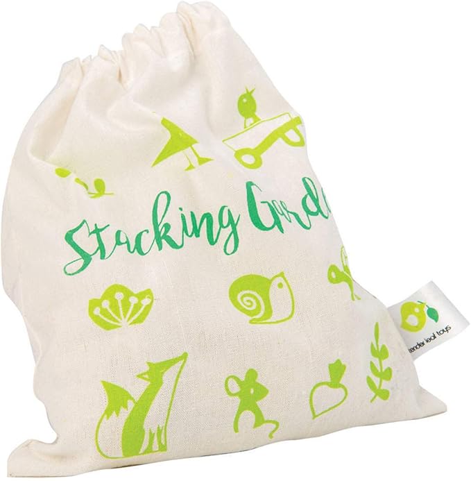 Tender Leaf Toys - Stacking Garden Friends - 14 Pcs Wooden Stacking & Balancing Toy & Educational Game with Free Travel Bag - Early Learning Develops Strategic Thinking & Fine Motor Skills - Age 18m+